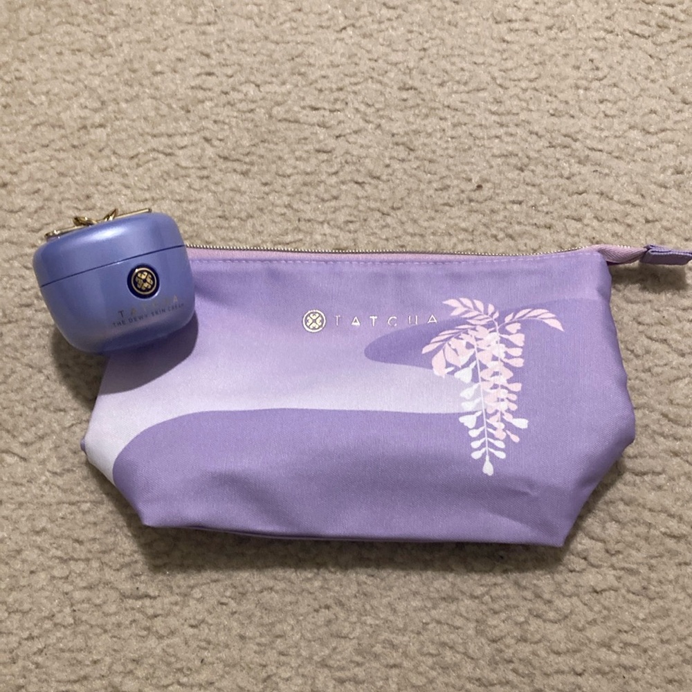 Tatcha Purple Cosmetic Bag and EMPTY  jar